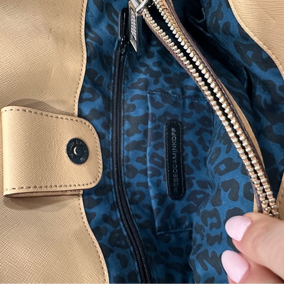 Rebecca Minkoff Amorous Saffiano Leather Satchel Cream/Camel - Picture 10 of 11